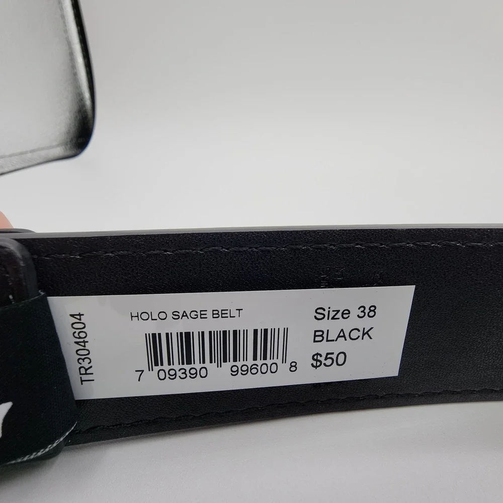 True Religion Mens Belt Holo Sage Black Heavyweight Horseshoe Buckle Size 38 NEW